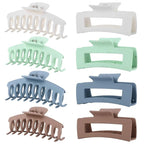 LuSeren 8 Pack Hair Clips for Women 4.3 Inch Large Hair Claw Clips for Women Thin Thick Curly Hair, Big Matte Banana Clips,Strong Hold jaw clips White Light Green Light Brown Light Gray