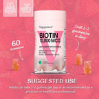 Biotin Gummies for Hair Growth 10000mcg - Vegan Biotin Vitamins Supports Healthy Hair, Skin and Nails, Hair Vitamin Gummy for Women & Men - Non-GMO, Chewable Supplement