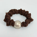 Silk Scrunchies Hair Ties 4Packs – Super Soft Thin Hair Scrunchies, Gentle on Hair, Faux Pearl Decorated Hair Accessories for Women