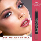 evpct 1Pcs Natural Pink Metallic Lipstick and Lip Crayon Liner Pencil Pen for Women Lip Stain Long Lasting Waterproof labiales mate magicos 24 horas originales pintalabios permanente 24 horas 07