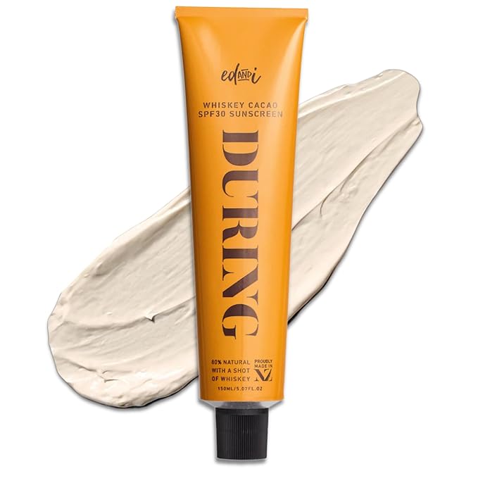 ed&i DURING Sunscreen Lotion for Body, SPF 30 Broad Spectrum Full Body Sun Screen w/UVA & UVB Protection, Moisturizing & Lightweight. Whiskey Cacao Scent – 5.07 oz
