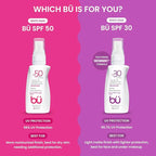 BU SPF 50 Sunscreen Spray for Face and Body, Non Aerosol Spray, TSA Travel Size Sunscreen, Clear, Non Greasy, Water Resistant, White Sage 1 oz (3 Pack)