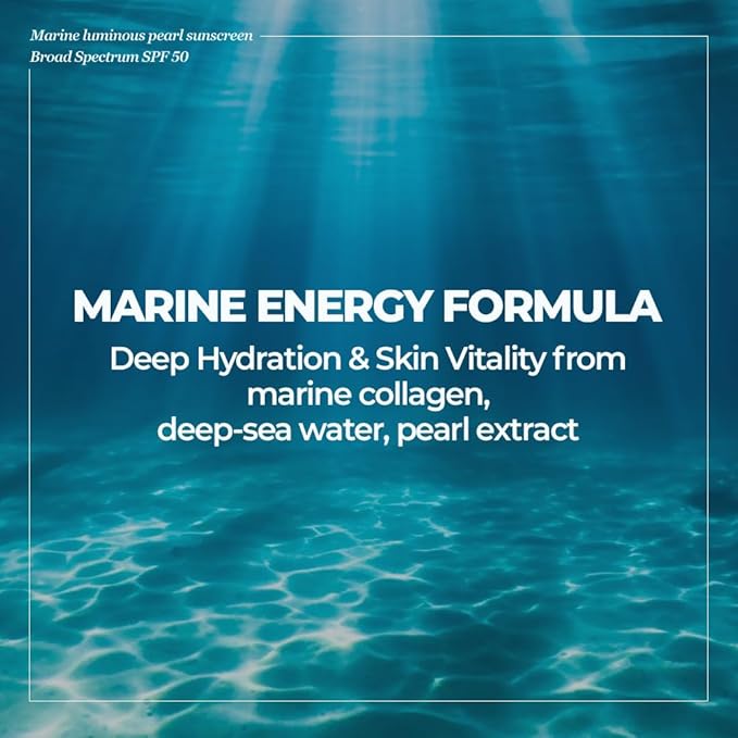 JMsolution Marine Luminous Pearl Sunscreen SPF50 Broad Spectrum UV Protection, Moisturizing & Lightweight, No White Cast, 1.69 fl oz