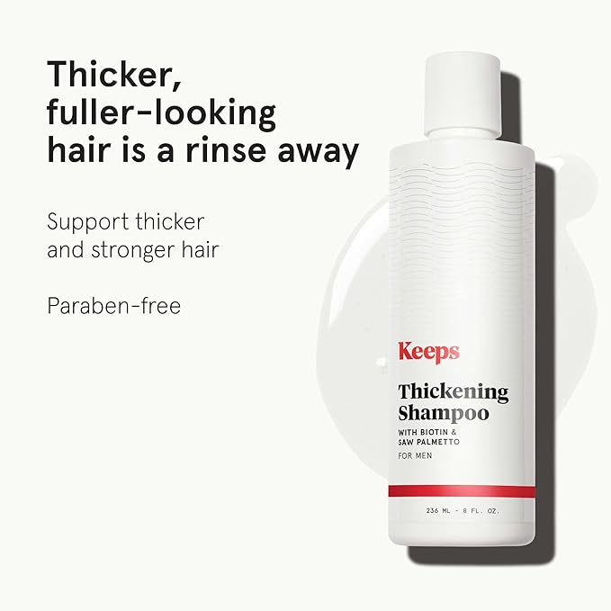 Keeps Men’s Hair Loss Shampoo with Biotin - Anti-Thinning & Hair Growth Shampoo for Men - DHT Blocker with Saw Palmetto & Caffeine for Fuller, Thicker Looking Hair - Color-Safe Products