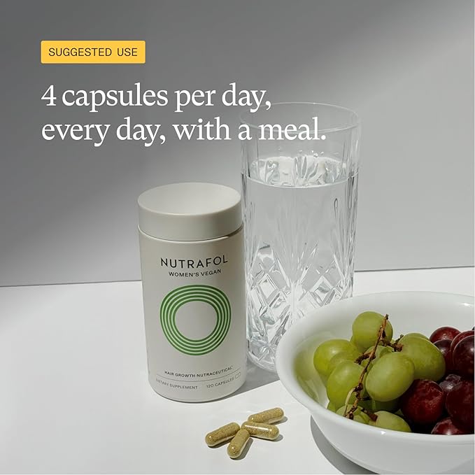 Nutrafol Women's Hair Growth Supplements, For Women 18-44 Years Old, Clinically Tested for Visibly Thicker, Stronger Hair, 100% Vegan Ingredients, Dermatologist Recommended - 1 Month Supply