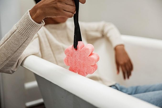Spongelle Bulgarian Rose Wild Flower Buffer Body Scrubber | Bath & Shower Loofah for Women | Exfoliator with Body Wash Infused Sponge | 14+ uses