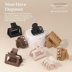 8 Pcs Medium Hair Clips for Women Girls - 2 Styles Rectangle and Double Row Teeth Small Claw Clips for Thin Fine Thick Hair, Matte Non-slip Strong Hold Jaw Clips Hair Accessories, Brown