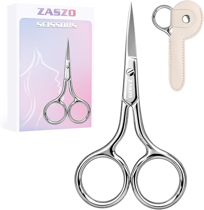 3.8 Inch Silver Eyebrow Scissors, Stainless Steel small scissors for Personal Care, Professional Grooming Scissors for Eyebrows, Mustache & Beard Hair Trimming