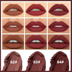 3 Pcs Brown Purple Red Matte Cream Lipstick,Velvet Waterproof Long Lasting Smudge Proof for Women Lip Stick,Magic Lipstick 24 Hours Original Lip Liner Makeup,labiales mate 24 horas originales,Vegan