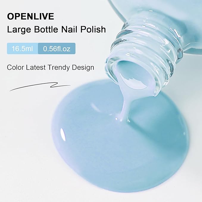 16.5ml Light Blue Nail Polish Large Volume Quick Drying Nail Polish, Fast Drying and Long Lasting Color Nail Art DIY Home Manicure Gift for Women