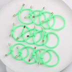 14PCS Hair Tie Elastics Knotted Hair Ties Ponytail Holders for Women Girls Elastic Hair Rubber Bands for Thin Thick Wavy Curly Straight Long Hair (Neon Green)