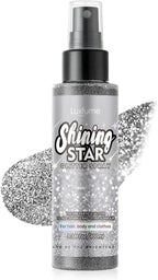 Glitter Spray for Hair and Body, Silver Body Glitter Spray, Quick-Drying and Waterproof Glitter Hairspray, Nozzles are not Easily clogged, Long-Lasting for Stage Makeup, 3.38 oz