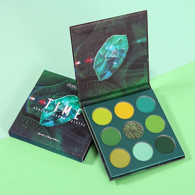 docolor Eyeshadow Palette 9 Colors Green Eyeshadow Gemstone Shadow Palette Highly Pigmented Mattes Shimmers Smokey Glitter Cream Colorful Powder Long Lasting Waterproof Makeup Palette