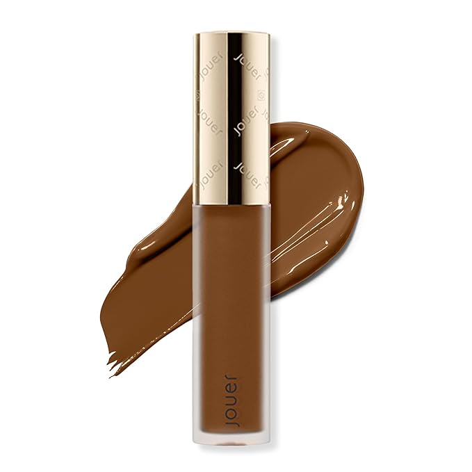 Jouer Essential High Coverage Liquid Concealer - Brightening Concealer - Color Corrector for Under Eye Dark Circles, Spot Coverage, and Eye Primer - Soft Matte Finish, Cappuccino