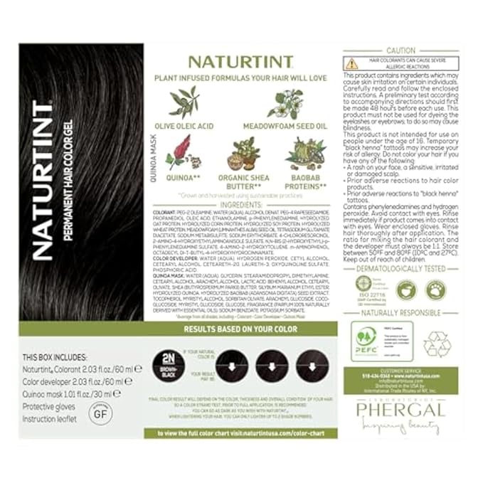 Naturtint 2N Brown Black Permanent Hair Color (Pack of 1), Ammonia Free, Vegan, Cruelty Free, up to 100% Gray Coverage, Long Lasting Results (Packaging may vary)