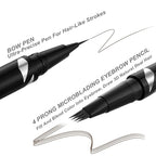 LAVONE 2-IN-1 Dual-ended Waterproof Eyebrow Pencil, with 4 Tip Microblading Pen and Ultra-Precise Brow Pencil, Dual-ended Eyebrow Brush, for Natural Looking Dark Brunette