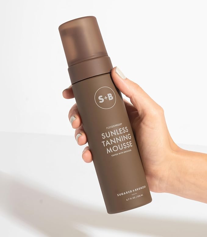 SUGARED + BRONZED Sunless Tanning Mousse, Self Tanner for Body, FlexExpress Formula, Self Tanning Foam for a Natural Glow, Lightweight, Quick Dry Self Tan, Suitable for All Skin Types, Vegan, 6 Fl Oz