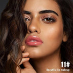 evpct Peachy Nude Shiny Longwear No-Budge Liquid Lip Color Lipstick Makeup, Highly Pigmented Color Instant Shine, Waterproof Long Lasting Lipstick for Women Lip Stain Gloss with Lip Liner Brush, 11#