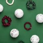Fishers Finery 25 Momme Pure Mulberry Silk Skinny Scrunchies | Hair Tie Set for Thin Hair (Red|Green|White - 6 Pk)