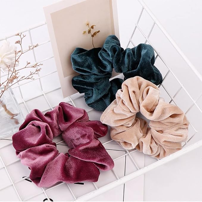 Senllori Scrunchies for Women, 12 Pcs Velvet Scrunchies for Hair, Classic Elastic Thick Scrunchy Hair Bands Ties, Soft Ropes Ponytail Holder Hair Accessories