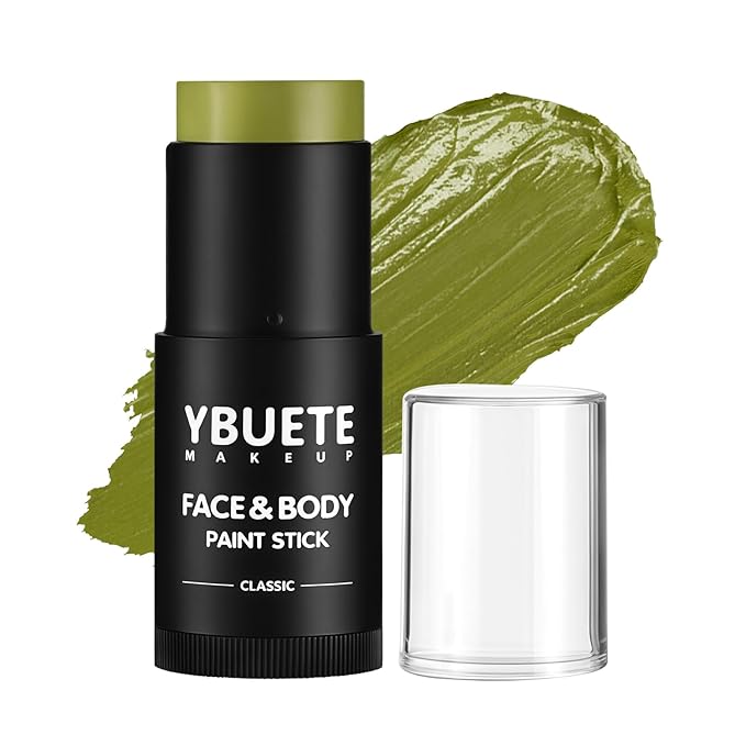 Ogre Green Oil Based Face Body Paint Stick, Non-toxic Full-coverage Face Painting for Halloween Cosplay Makeup Witch Hulk Makeup, Waterproof Cream Ogre Green Body Painting for Adults