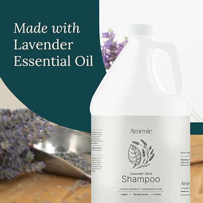 Lavender Mint Shampoo - 1 Gallon, Rejuvenating Spa-Worthy Elixir with Organic Olive Oil & Aloe Vera, Paraben-Free & Vegan, For Soft, Vibrant Hair