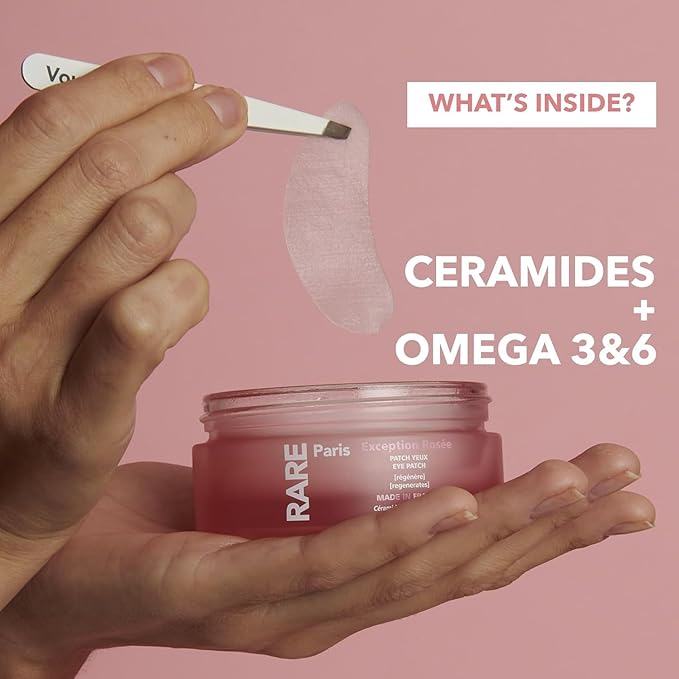 RARE Paris - Exception Rosée - Regenerating Under Eye Patches - Hydrating & Brightening - With Ceramides & Omega-3 & 6 - Brightening, Firming & Revitalizing - Multi-Active Serum Formula - 30 Pairs