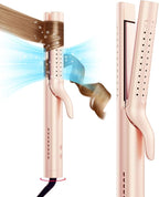 TYMO Airflow 2.0 Curling Iron Flat Iron - Hair Straightener and Curler 2 in 1, 1.25 Inch Curling Wand for Long Short Hair, Dual Voltage for Travel, 54 Million Ionic, Anti-Tangle, 5 Temps, Gold Blush