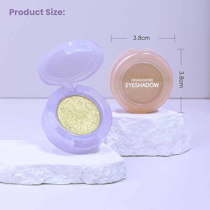 Holographic Champagne Gold Glitter Eyeshadow, Multichrome Shimmer Color Shifting Single Eyeshadow, Chameleon Metallic Iridescent Eye Shadow Palette Bouncy Texture Fairy Highlighter Makeup #4