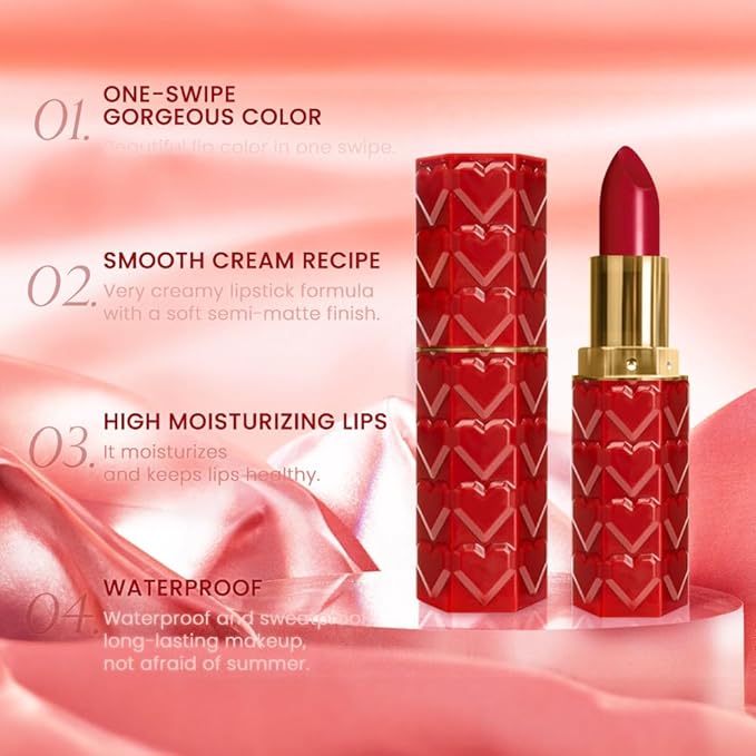 evpct 1Pcs Dark Red Lipstick, Silky Velvet Matte Lipstick Pack Sets for Women, Long Lasting Smudge Proof Lipstick Lip Stain Makeup Kit matte lipstick 24 hours original R03