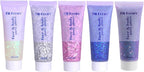 Body Glitter Face Glitter Gel: Singer Concerts Disco Festival Rave Accessories Face Glitter Makeup 150ml Chunky Sequins Mermaid Face Body Hair Glitter Gel (White+Silver+Pink+Blue+Purple)