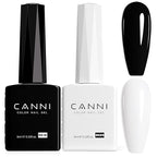 CANNI 2Pcs Hema-Free Black White Gel Nail Polish Set- Black and White Gel Polish Kit, Soak Off LED Nail Gel Manicure Kit DIY at Home Salon Gifts for Women Girls