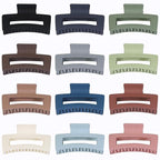 Hair Accessories - 12 Pcs 3.5 Inch Square Rectangle Jaw Clips for Women and Girls, Multicolor, Thick and Thin Hair