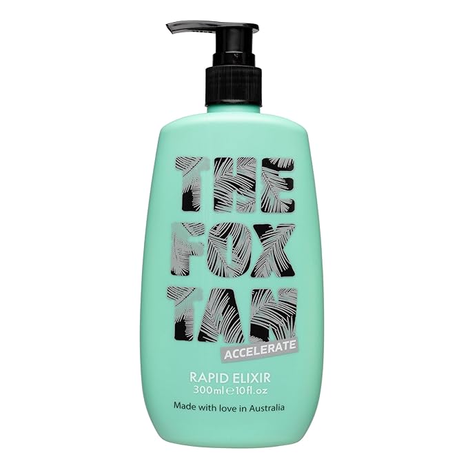 The Fox Tan Rapid Tanning Elixir, Natural Tanning Accelerator Lotion For Darker & Faster Tans, Creates Flawless Tan Skin, Vegan & Cruelty-Free, 300mL