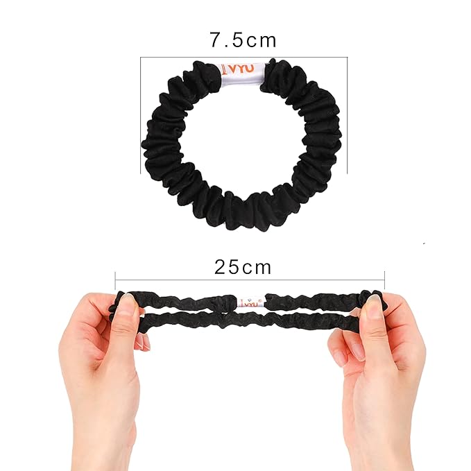 Hair Ties Silk Satin Scrunchies - Small Mini Thin Elestics Ponytail Holder Hair Bands Skinny Scrunchy For Thick Curl Hair No Crease Hair Ties Soft Accessories No Hurt Your Hair for Women and Girls (Basic color)