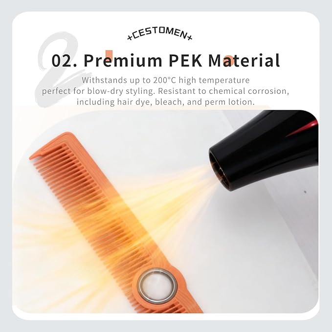 Professional Hair Cutting Comb - Rotatable Design Fine Tooth Barber Combs Anti-Static Styling Comb for Women and Men All Hair Types (White)