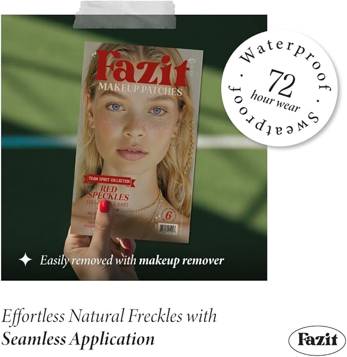 Fazit Makeup Patches - Red Speckles - Glow Up Make-Up Patches - Cute Glitter Makeup Accessories for Women - Cosmetic Glitter for Face