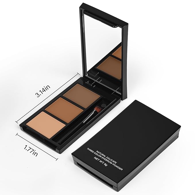 Eyebrow Powder，Eyebrow Kit Makeup Palette，3 Colors Eye Brow Powder With Mirror&Brow Brush for Women，LongLasting，Waterproof，Fill & Sculpt，Defined Natural Brows，Friendly Compact，Dark/light Brown 02