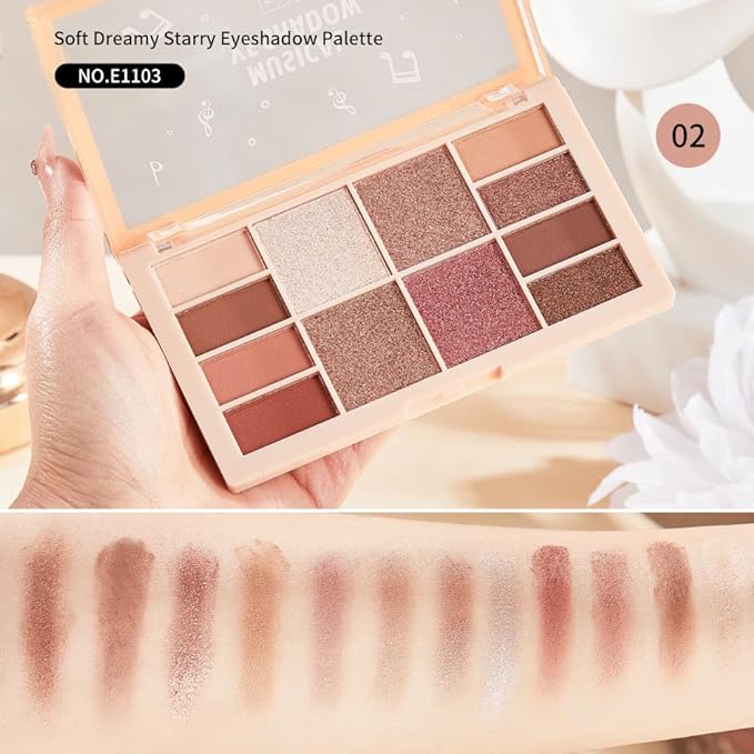 12-Color Warm Red Brown Eyeshadow Palette – Matte Shimmer Glitter Neutral Nude Eye Shadow with Rose Gold, Champagne, Bronze & Peach Shades, High Pigment Long-Lasting Blendable Soft Glam Makeup Palette