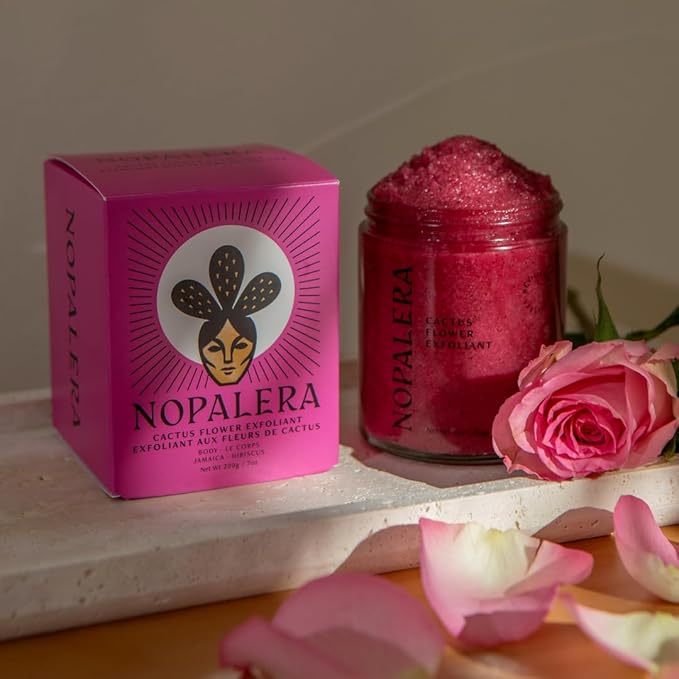 Nopalera Hibiscus Cactus Flower Exfoliant - Exfoliating Face & Body Scrub, 3-in-1 Cleanser, Exfoliator, & Moisturizer, Vegan, Cruelty-Free, Natural Floral Scent, Dye Free, 6 oz.