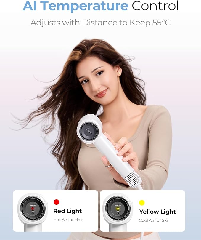 High-Speed Travel Hair Dryer with Smart Temperature Control & 600 Million Negative Ions – 0.64lb Lightweight Blow Dryer, Ideal for Fast Drying, Christmas Gift for Kids, Adults and Seniors