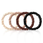 4Pcs Mulberry Silk Scrunchies Set, Silk Hair Ties Elastic for Women, Skinny Scrunchies Reduces Breakage for All Hair Types Srevela