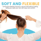 HOYOLS Large Fabric Hair Ties Soft & Gentle Bands Ponytail Holder for Thick Heavy Curly Hair, No Slip No Damage Seamless Scrunchies Headbands 100 Pcs (Caramel)