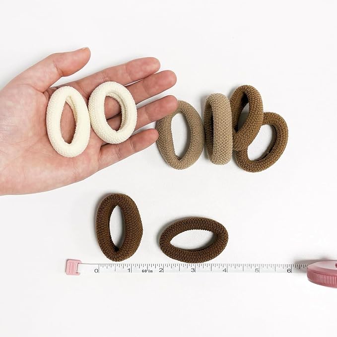 VI-FA No Damage Seamless Hair Ties for Thick Hair Soft Pony Holders Elastics Hair Bands for Heavy, Curly Hair Scrunchies for Women and Girls 8pcs(Brown)