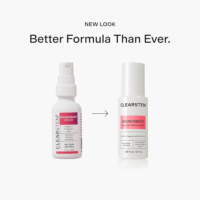 CLEARSTEM BOUNCEBACK Radiant Facial Serum - Peptide Serum for Hydration & Smooth-Looking Skin with Tri-Peptides and Mango Fruit Extracts - Lightweight Formula for Softer and Balanced-Looking Skin