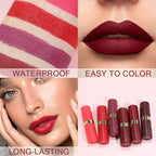 evpct 6Pcs Pink Dark Ruby Wine Red Plum Purple Matte Lipstick Sets for Women Velvet Lipstick Long Lasting Waterproof 24 Hours Lip Stick Stain Makeup Gift Set labiales mate 24 horas originales B
