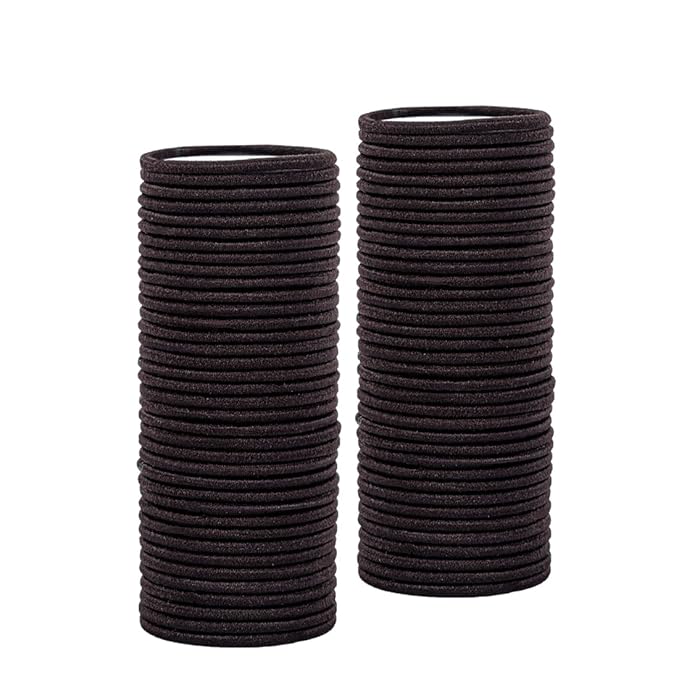 Small Hair Elastics,200 PCS Dark Brown Hair Elastics For Thin Hair,No Damage Ponytail Holders for Women, Girls and Kids(2 mm x 2.5 cm,Dark Brown)