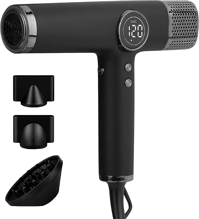 Hair Dryer for salon-1800W high Speed Powerful Blow Dryer with a110,000 RPM Lightweight Turbo Heat for Fast Drying-Black