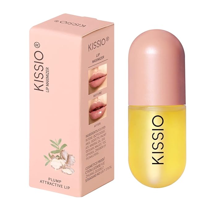 KISSIO Lip Plumper,Natural Lip Plumper for Day Use,Plumping Gloss Make Lips Fuller and Moisturizing 5.5ml,Lips Mask,Hydrating & Reduce Fine Lines,Beautiful Fuller
