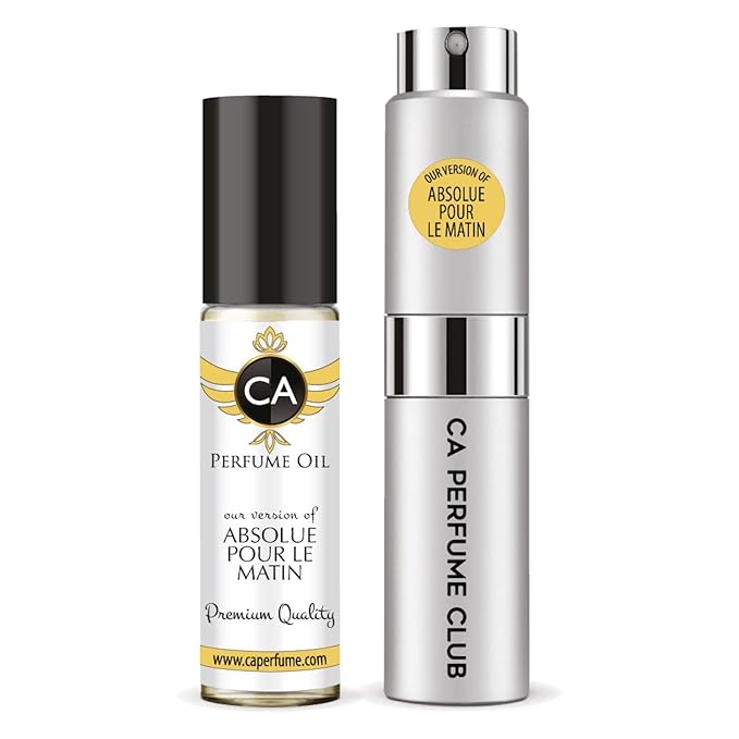 CA Perfume Duo Impression of Absolue Pour Le Matin For Women And Men Perfume Layering Set Long Lasting Travel Size EDP + Body Oil Roll-On Bottle 0.27 Fl Oz+0.33 Fl Oz